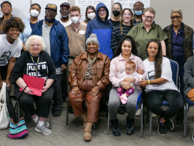 Photo of Flint Democracy Defense League with Seamster's lab group