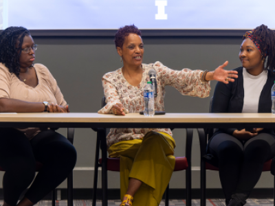 Fall '23 Community Speaker Series panelists Mel Grantham, Janice Walker, and Teddie Hill.
